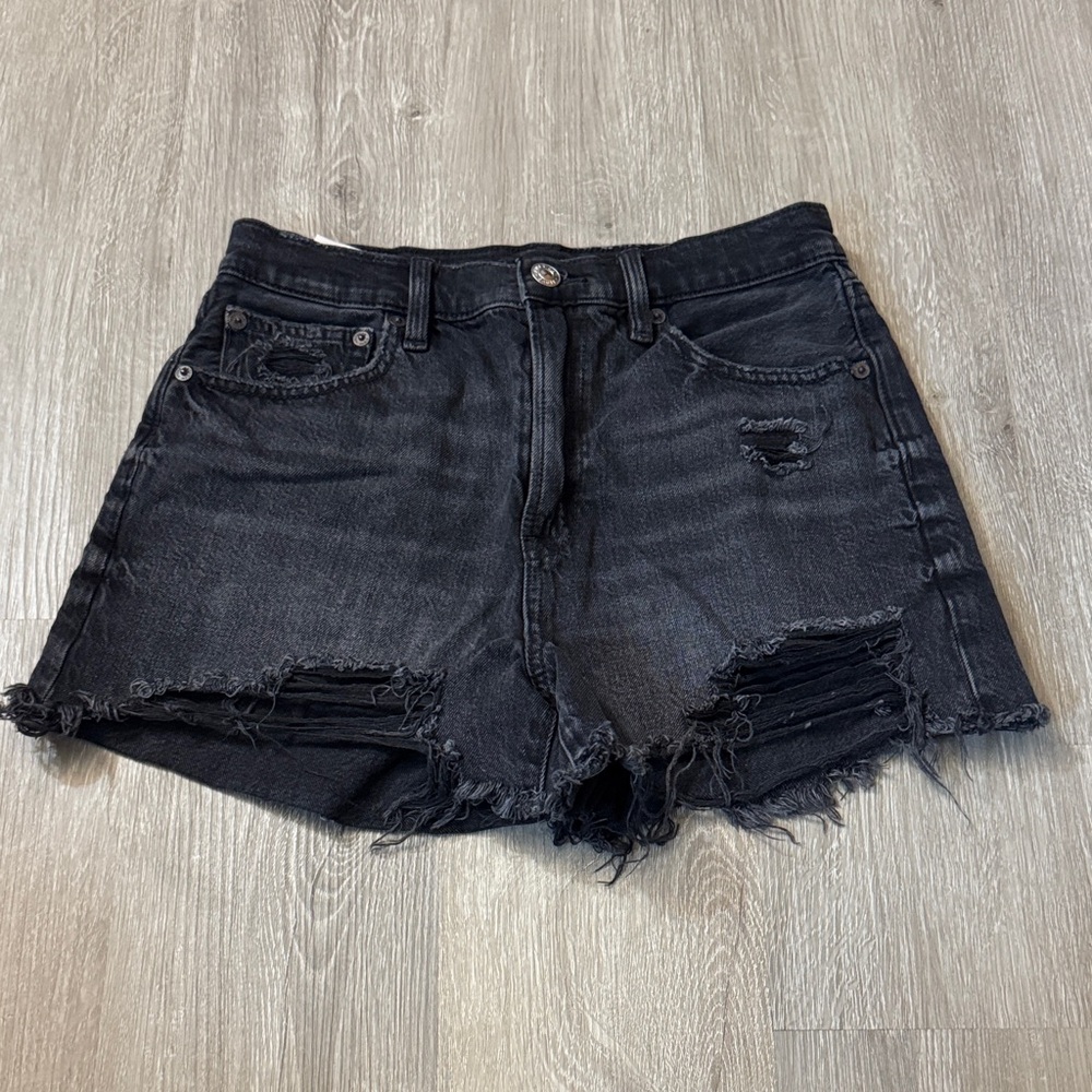 American Eagle Outfitters Black Distressed Denim Cutoff Shorts